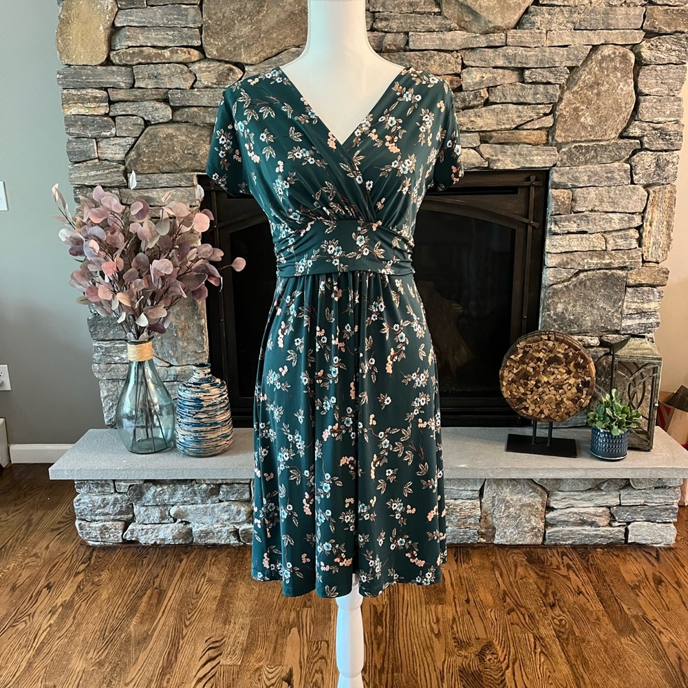 Floral Wrap Dress in Green